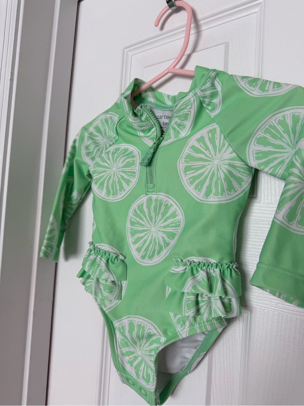 Carter's Lime Green Long Sleeve Ruffle Rashguard Swimsuit